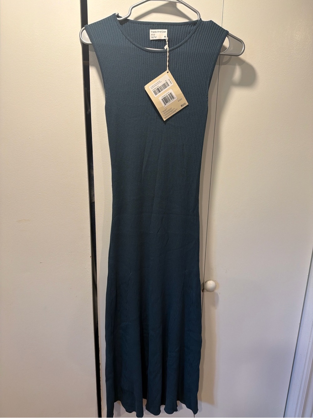 Frank & Oak Teal Ribbed Sleeveless Maxi Dress